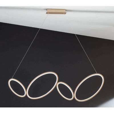 RICE SOSPENSIONE MODERNA 4 ANELLI LED 35W LUCE 3000K DIMMERABILE METALLO BIANCO O ORO ONDALUCE CICIRIELLO - Cristalensi Shop Onl