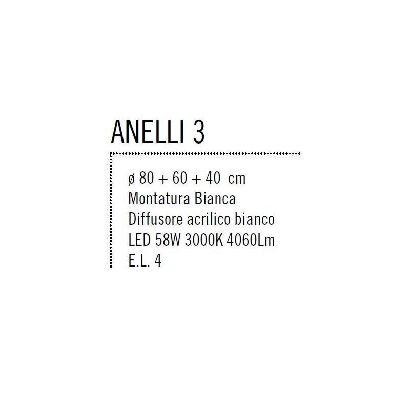 ANELLI 3 SOSPENSIONE A LAMPADARIO METALLO BIANCO LED 58 BIANCO CALDO ILLUMINANDO Illuminando - Cristalensi Shop Online