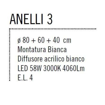 ANELLI 3 SOSPENSIONE A LAMPADARIO METALLO BIANCO LED 58 BIANCO CALDO ILLUMINANDO Illuminando - Cristalensi Shop Online