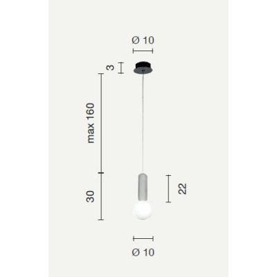 ROCK SOSPENSIONE SINGOLA CON DIFFUSORE A SFERA IN VETRO SATINATO BIANCO E DETTAGLI IN CEMENTO 3 COL ONDALUCE CICIRIELLO - Crista