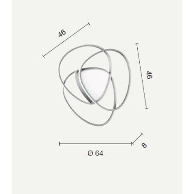 ROSE PLAFONIERA MEDIA D65 CM IN METALLO SILVER O ORO LED 75W DIMMERABILE MODERNA ONDALUCE CICIRIELLO - Cristalensi Shop Online