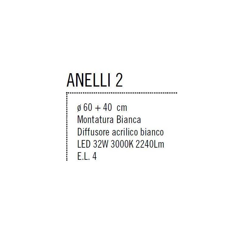 ANELLI 2 SOSPENSIONE A LAMPADARIO MODERNO DI COLORE BIANCO LED 32W 3000K DI ILLUMINANDO Illuminando - Cristalensi Shop Online