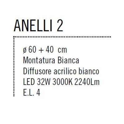 ANELLI 2 SOSPENSIONE A LAMPADARIO MODERNO DI COLORE BIANCO LED 32W 3000K DI ILLUMINANDO Illuminando - Cristalensi Shop Online