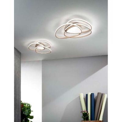 ROSE PLAFONIERA MEDIA D65 CM IN METALLO SILVER O ORO LED 75W DIMMERABILE MODERNA ONDALUCE CICIRIELLO - Cristalensi Shop Online