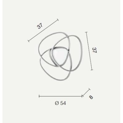 ROSE PLAFONIERA PICCOLA D55 CM IN METALLO ORO O SILVER LED 60W DIMMERABILE MODERNA ONDALUCE CICIRIELLO - Cristalensi Shop Online