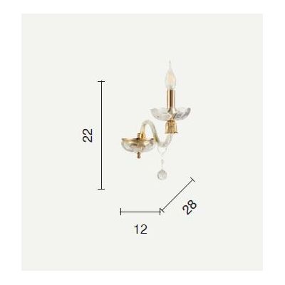 ROXANNE APPLIQUE AD UNA SOLA LUCE IN STILE CLASSICO IN VETRO SOFFIATO TRASPARENTE CON FINITURA ORO ONDALUCE CICIRIELLO - Cristal