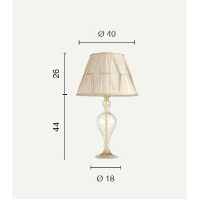 ROXANNE LAMPADA GRANDE IN VETRO CON MONTATURA ORO E PARALUME TESSUTO ONDALUCE CICIRIELLO - Cristalensi Shop Online