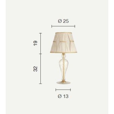 ROXANNE LAMPADA PICCOLA IN VETRO CON MONTATURA ORO E PARALUME TESSUTO ONDALUCE CICIRIELLO - Cristalensi Shop Online