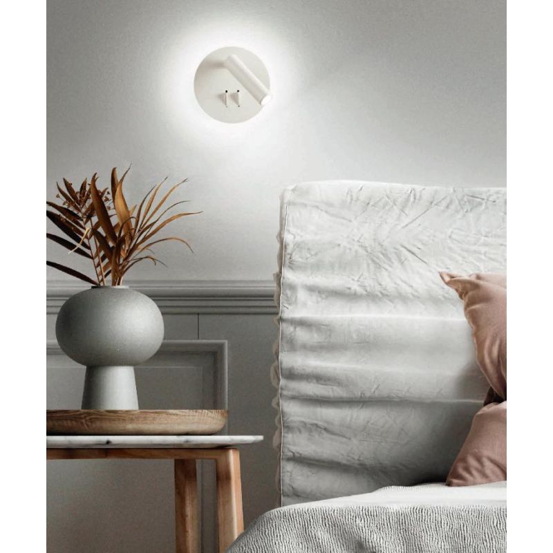 SELLA APPLIQUE ROTONDA CON SNODO ORIENTABILE LED 9W METALLO BIANCO O NERO DOPPIA ILLUMINAZIONE ONDALUCE CICIRIELLO - Cristalensi