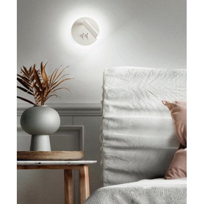SELLA APPLIQUE ROTONDA CON SNODO ORIENTABILE LED 9W METALLO BIANCO O NERO DOPPIA ILLUMINAZIONE ONDALUCE CICIRIELLO - Cristalensi