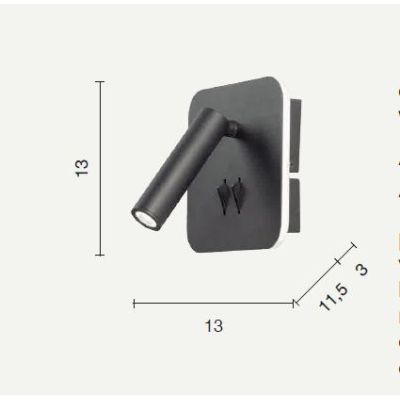 SELLA APPLIQUE QUADRATA CON SNODO ORIENTABILE LED 9W METALLO BIANCO O NERO DOPPIA ILLUMINAZIONE ONDALUCE CICIRIELLO - Cristalens