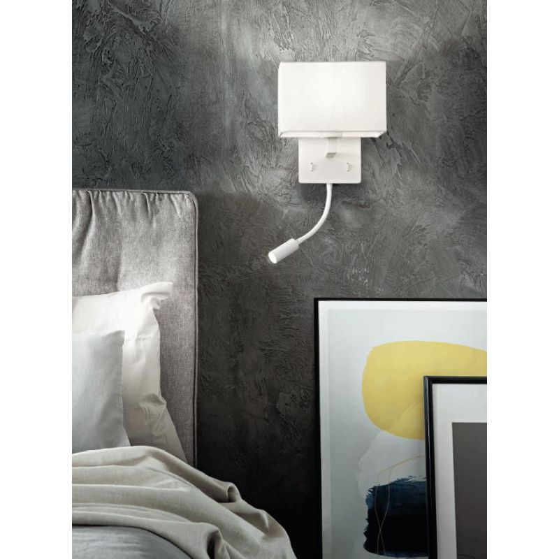 SHADOW APPLIQUE BIANCA O NERA CON PARALUME IN TESSUTO E BRACCIO FLESSIBILE CON LUCE DA LETTURA ONDALUCE CICIRIELLO - Cristalensi