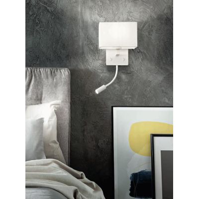 SHADOW APPLIQUE BIANCA O NERA CON PARALUME IN TESSUTO E BRACCIO FLESSIBILE CON LUCE DA LETTURA ONDALUCE CICIRIELLO - Cristalensi