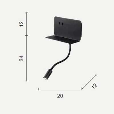 STAN APPLIQUE CON PORTA USB,PORTA OGGETTI E BRACCIO FLESSIBILE LED 7,5W LUCE 3000K MODERNA ONDALUCE CICIRIELLO - Cristalensi Sho