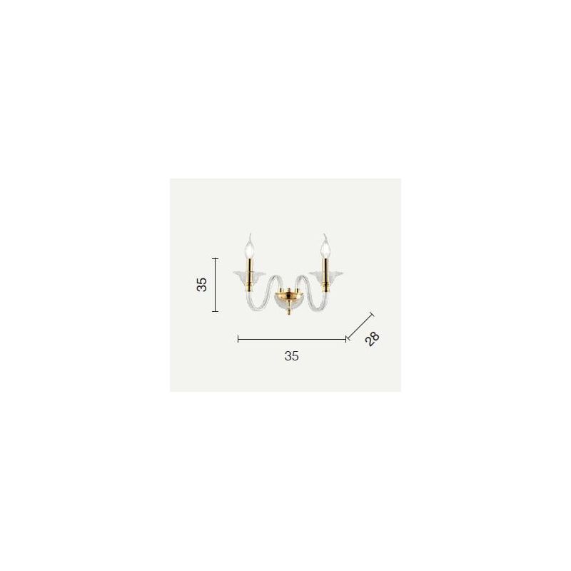 TEBE LAMPADA A PARETE CLASSICA CON 2 LUCI IN VETRO E CRISTALLO 6 COLORI DI ONDALUCE ONDALUCE CICIRIELLO - Cristalensi Shop Onlin