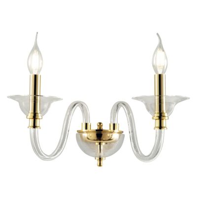 TEBE LAMPADA A PARETE CLASSICA CON 2 LUCI IN VETRO E CRISTALLO 6 COLORI DI ONDALUCE ONDALUCE CICIRIELLO - Cristalensi Shop Onlin