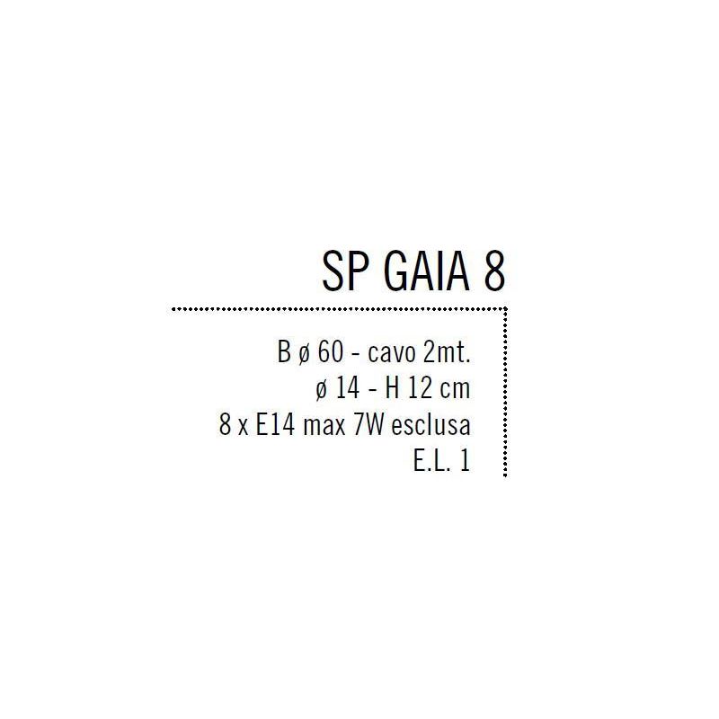 GAIA 8 LAMPADARIO SOSPENSIONE 8 LUCI PIATTO CROMO D.60 DIFFUSORI ACRILICO 3 COLORI Illuminando - Cristalensi Shop Online