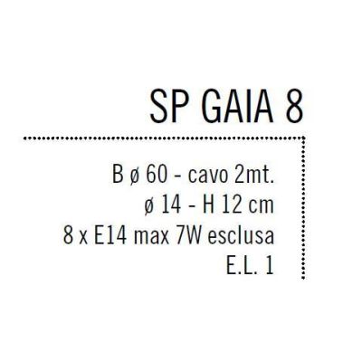GAIA 8 LAMPADARIO SOSPENSIONE 8 LUCI PIATTO CROMO D.60 DIFFUSORI ACRILICO 3 COLORI Illuminando - Cristalensi Shop Online