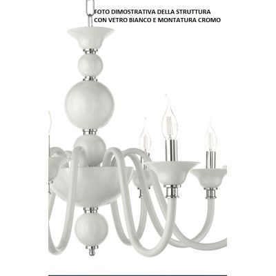 TEBE LAMPADARIO A SOSPENSIONE CLASSICO 12 LUCI IN VETRO LAVORATO A MANO 6 COLORI ONDALUCE CICIRIELLO - Cristalensi Shop Online