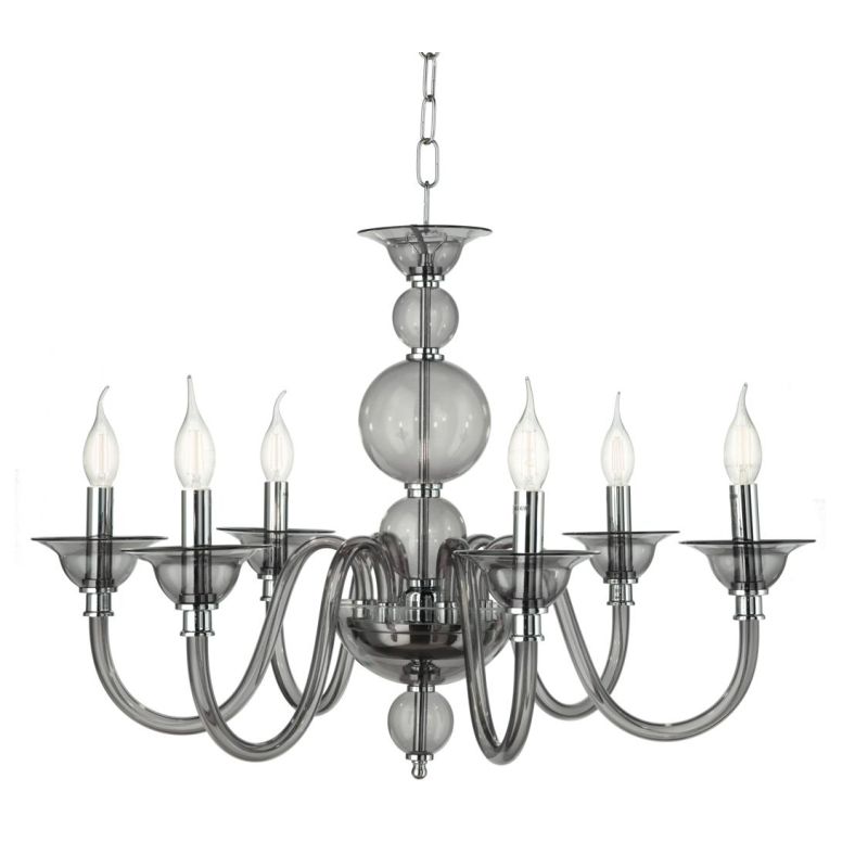 TEBE LAMPADARIO A SOSPENSIONE CLASSICO 6 LUCI IN VETRO LAVORATO A MANO 6 COLORI ONDALUCE ONDALUCE CICIRIELLO - Cristalensi Shop