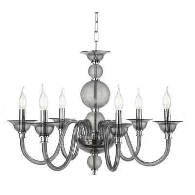 TEBE LAMPADARIO A SOSPENSIONE CLASSICO 6 LUCI IN VETRO LAVORATO A MANO 6 COLORI ONDALUCE ONDALUCE CICIRIELLO - Cristalensi Shop