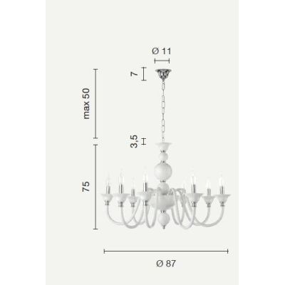 TEBE LAMPADARIO A SOSPENSIONE CLASSICO 8 LUCI IN VETRO LAVORATO A MANO 6 COLORI ONDALUCE ONDALUCE CICIRIELLO - Cristalensi Shop