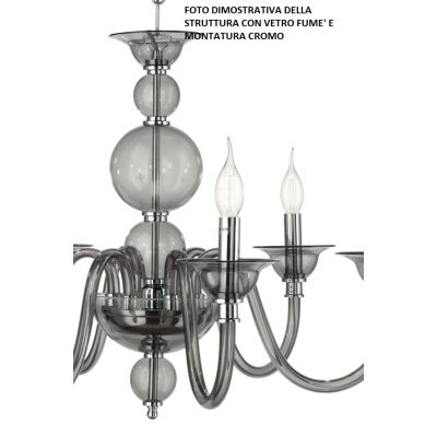 TEBE LAMPADARIO A SOSPENSIONE CLASSICO 8 LUCI IN VETRO LAVORATO A MANO 6 COLORI ONDALUCE ONDALUCE CICIRIELLO - Cristalensi Shop
