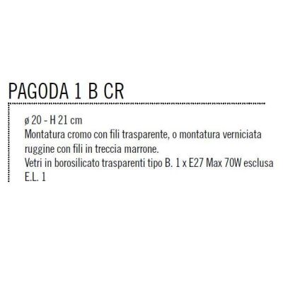 PAGODA 1 B SOSPENSIONE SINGOLA IN VETRO TRASPARENTE MONTATURA 2 COLORI Illuminando - Cristalensi Shop Online