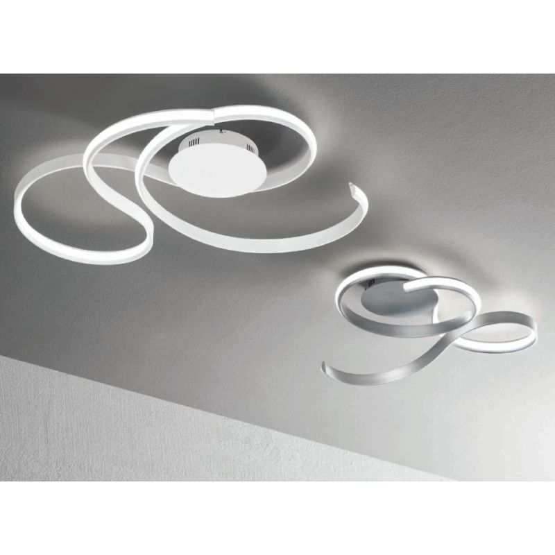 TWIST APPLIQUE PLAFONIERA GRANDE LED INTEGRATO 57W GRIGIA O BIANCA MODERNA ONDALUCE CICIRIELLO - Cristalensi Shop Online