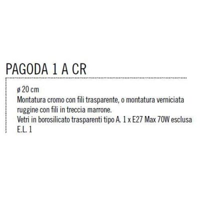 PAGODA 1 A SOSPENSIONE SINGOLA IN VETRO TRASPARENTE MONTATURA 2 COLORI Illuminando - Cristalensi Shop Online