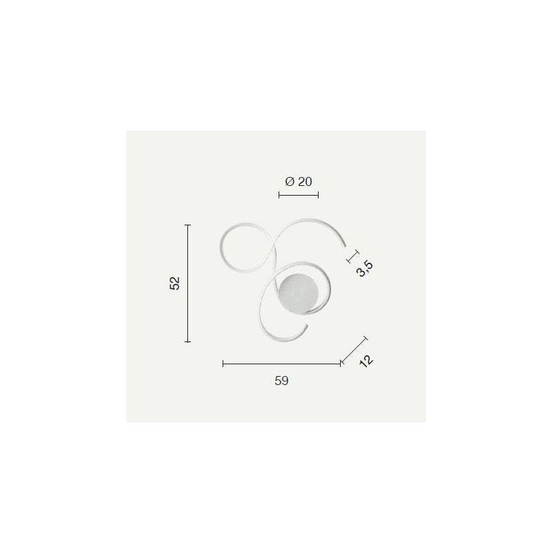 TWIST APPLIQUE PLAFONIERA PICCOLA GRIGIA O BIANCA LED INTEGRATO 41W MODERNA ONDALUCE CICIRIELLO - Cristalensi Shop Online