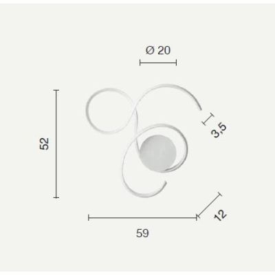 TWIST APPLIQUE PLAFONIERA PICCOLA GRIGIA O BIANCA LED INTEGRATO 41W MODERNA ONDALUCE CICIRIELLO - Cristalensi Shop Online