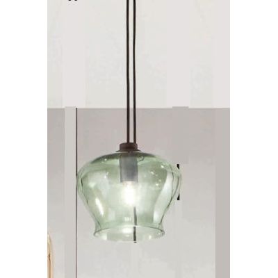 VERVE SOSPENSIONE SINGOLA IN VETRO SOFFIATO TRASPARENTE, FUME, AMBRA O VERDE D21 CM ATTACCO E14 MODERNA ONDALUCE CICIRIELLO - Cr