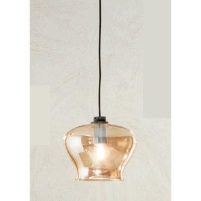 VERVE SOSPENSIONE SINGOLA IN VETRO SOFFIATO TRASPARENTE, FUME, AMBRA O VERDE D21 CM ATTACCO E14 MODERNA ONDALUCE CICIRIELLO - Cr