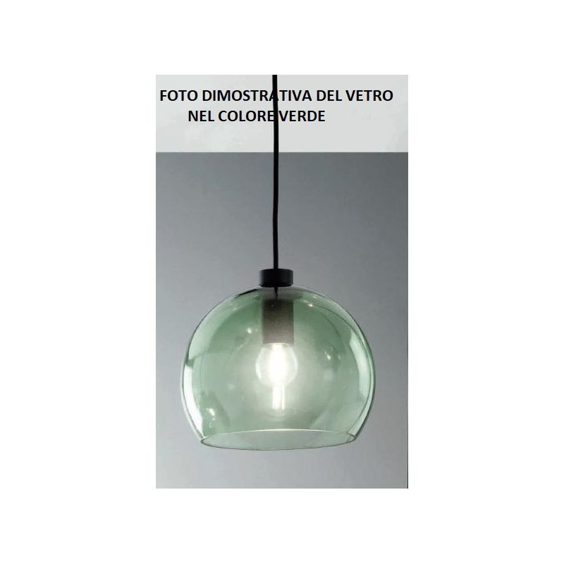 VERVE SOSPENSIONE SINGOLA IN VETRO SOFFIATO TRASPARENTE, FUME, AMBRA O VERDE D20 CM ATTACCO E14 MODERNA ONDALUCE CICIRIELLO - Cr