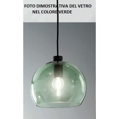 VERVE SOSPENSIONE SINGOLA IN VETRO SOFFIATO TRASPARENTE, FUME, AMBRA O VERDE D20 CM ATTACCO E14 MODERNA ONDALUCE CICIRIELLO - Cr