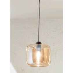 VERVE SOSPENSIONE SINGOLA IN VETRO SOFFIATO TRASPARENTE, FUME, AMBRA O VERDE D20 CM ATTACCO E14 MODERNA ONDALUCE CICIRIELLO - Cr 2