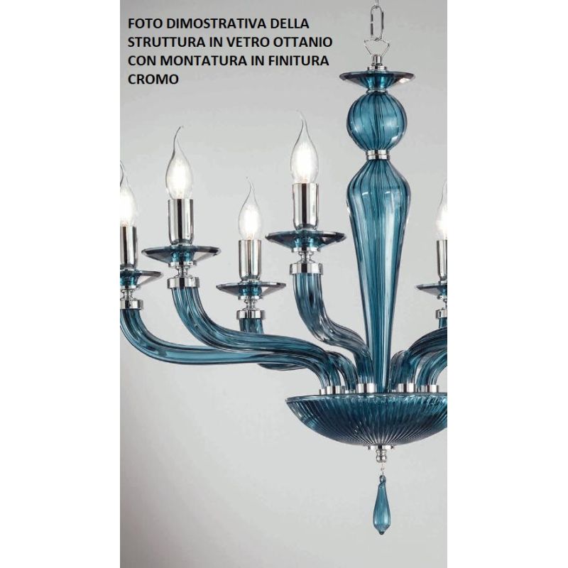 VILLA LAMPADA A PARETE CLASSICA CON 2 LUCI IN VETRO LAVORATO A MANO 6 COLORI ONDALUCE CICIRIELLO - Cristalensi Shop Online