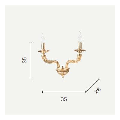 VILLA LAMPADA A PARETE CLASSICA CON 2 LUCI IN VETRO LAVORATO A MANO 6 COLORI ONDALUCE CICIRIELLO - Cristalensi Shop Online