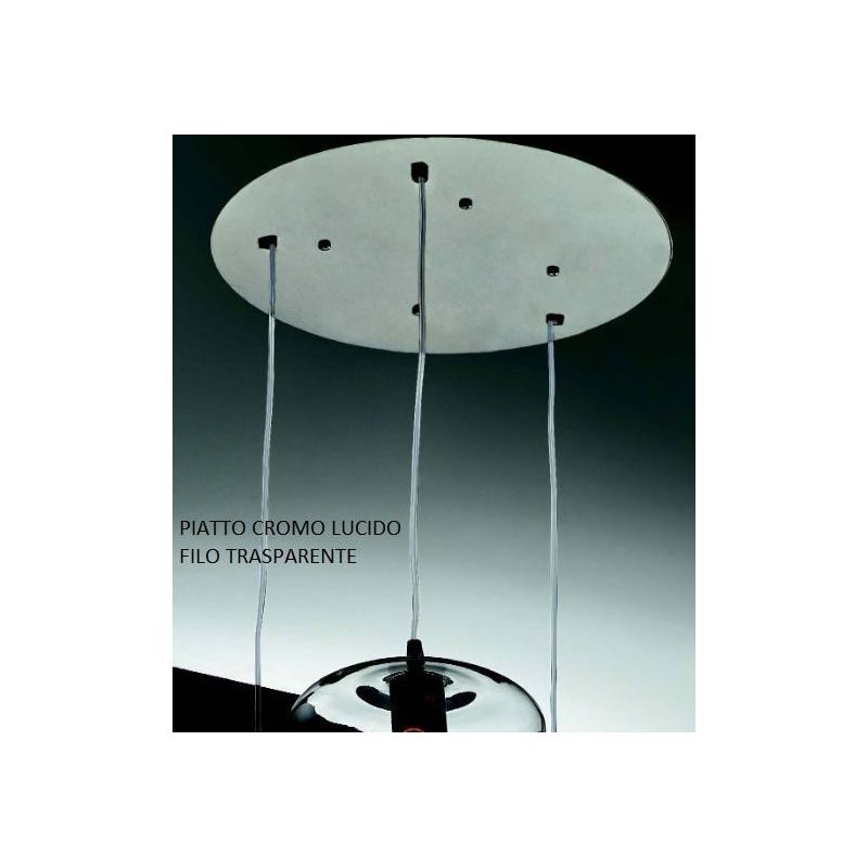 PAGODA 5 LUCI PIATTO CROMO LUCIDO O RUGGINE CON FILO TRECCIA VETRI TRASPARENTI Illuminando - Cristalensi Shop Online