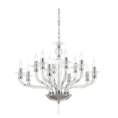 VILLA LAMPADARIO CLASSICO A 12 LUCI IN VETRO LAVORATO A MANO IN 6 COLORI DI ONDALUCE ONDALUCE CICIRIELLO - Cristalensi Shop Onli