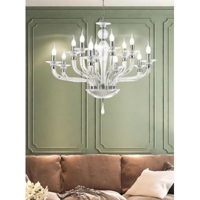 VILLA LAMPADARIO CLASSICO A 12 LUCI IN VETRO LAVORATO A MANO IN 6 COLORI DI ONDALUCE ONDALUCE CICIRIELLO - Cristalensi Shop Onli