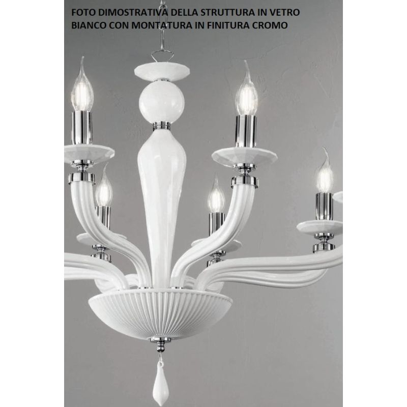 VILLA LAMPADARIO CLASSICO A 12 LUCI IN VETRO LAVORATO A MANO IN 6 COLORI DI ONDALUCE ONDALUCE CICIRIELLO - Cristalensi Shop Onli
