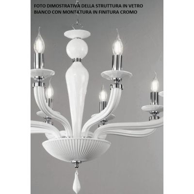 VILLA LAMPADARIO CLASSICO A 12 LUCI IN VETRO LAVORATO A MANO IN 6 COLORI DI ONDALUCE ONDALUCE CICIRIELLO - Cristalensi Shop Onli