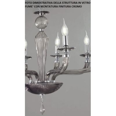 VILLA LAMPADARIO CLASSICO A 12 LUCI IN VETRO LAVORATO A MANO IN 6 COLORI DI ONDALUCE ONDALUCE CICIRIELLO - Cristalensi Shop Onli