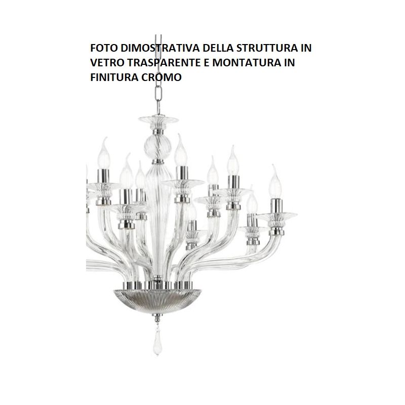 VILLA LAMPADADIO CLASSICO AD 8 LUCI IN VETRO LAVORATO A MANO 6 COLORI DISPONIBILI DI ONDALUCE ONDALUCE CICIRIELLO - Cristalensi