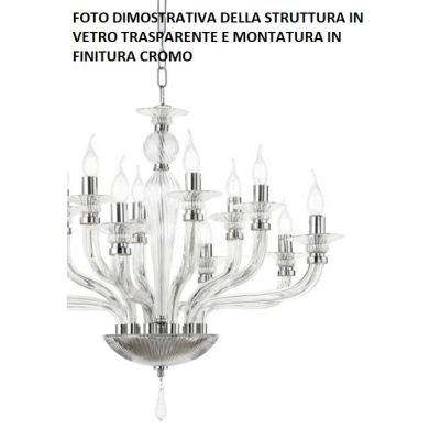 VILLA LAMPADADIO CLASSICO AD 8 LUCI IN VETRO LAVORATO A MANO 6 COLORI DISPONIBILI DI ONDALUCE ONDALUCE CICIRIELLO - Cristalensi