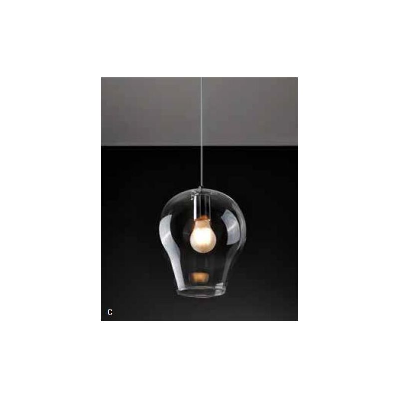 PAGODA 3 LAMPADARIO SOSPENSIONE 3 VETRI MISTI TRASPARENTI MONTATURA CROMO O RUGGINE Illuminando - Cristalensi Shop Online