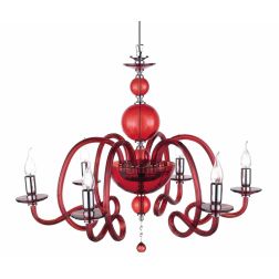 VIVALDI LAMPADARIO A SOSPENSIONE CLASSICO 6 LUCI IN VETRO E CRISTALLO IN 8 COLORI DI ONDALUCELU ONDALUCE CICIRIELLO - Cristalens