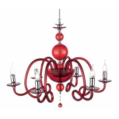 VIVALDI LAMPADARIO A SOSPENSIONE CLASSICO 6 LUCI IN VETRO E CRISTALLO IN 8 COLORI DI ONDALUCELU ONDALUCE CICIRIELLO - Cristalens